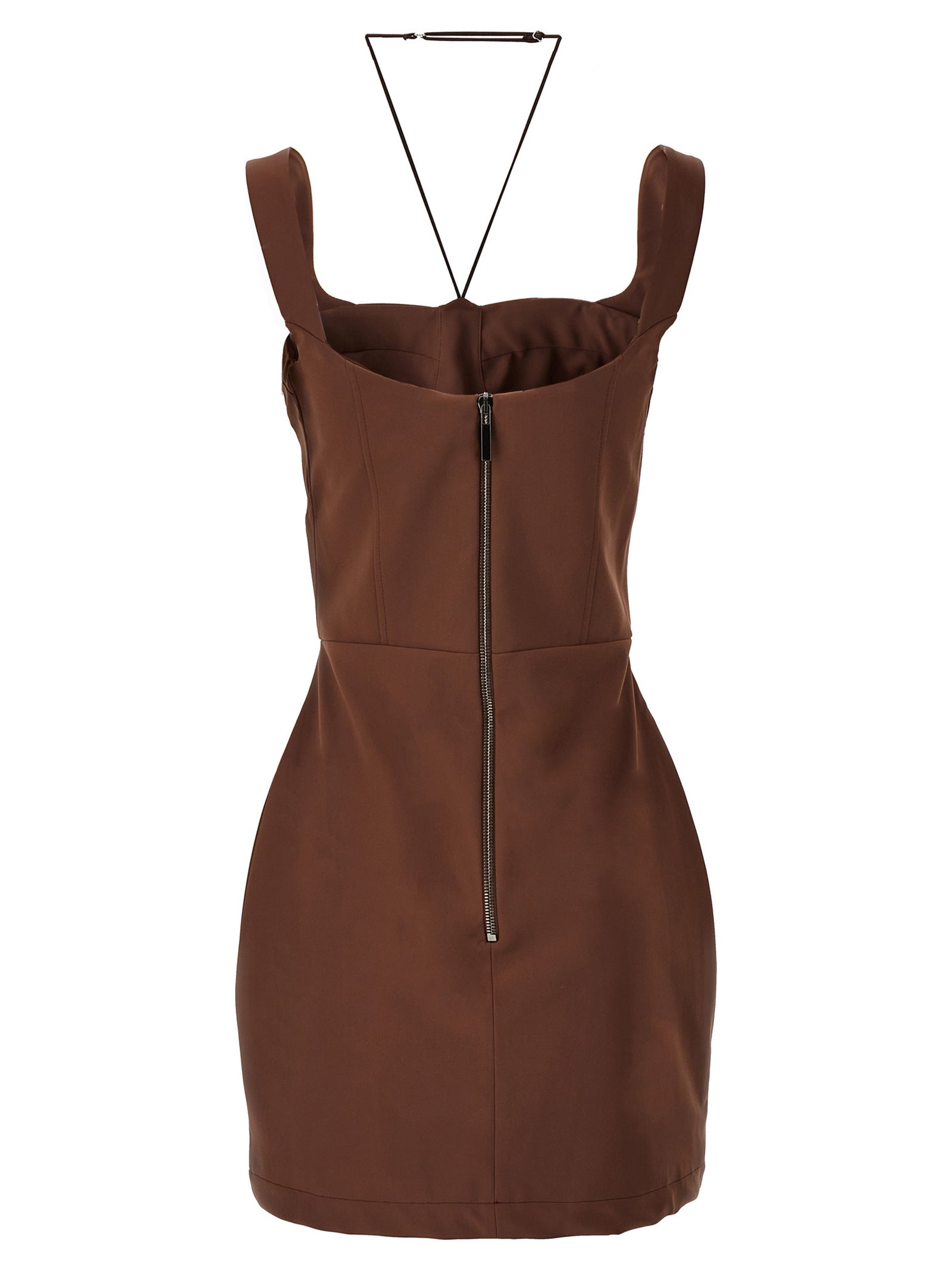 Brown Polyamide Short Dress