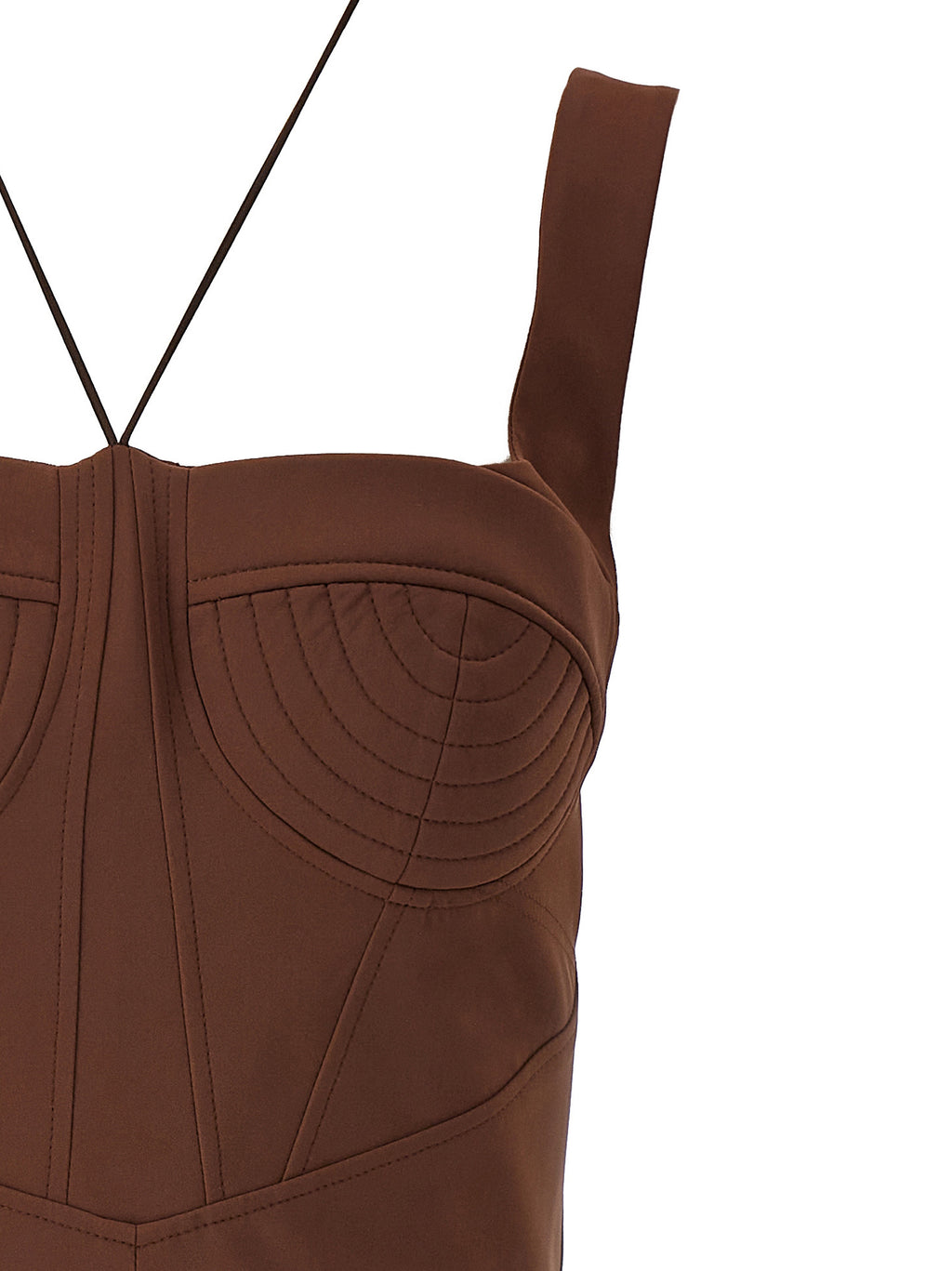 Brown Polyamide Short Dress