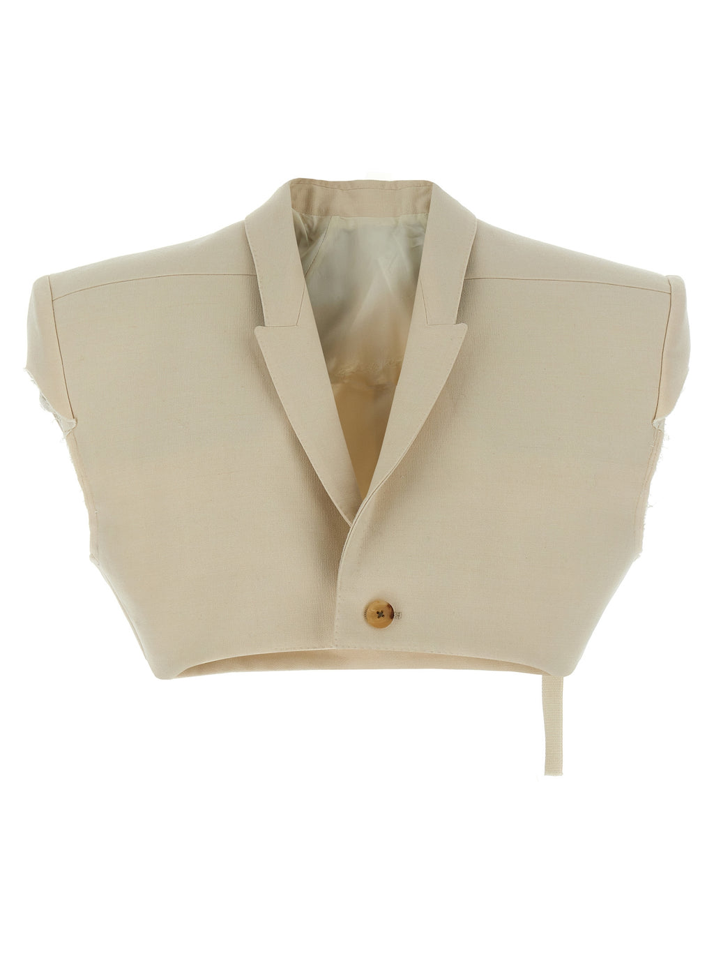 Beige Cotton Sleeveless Jacket