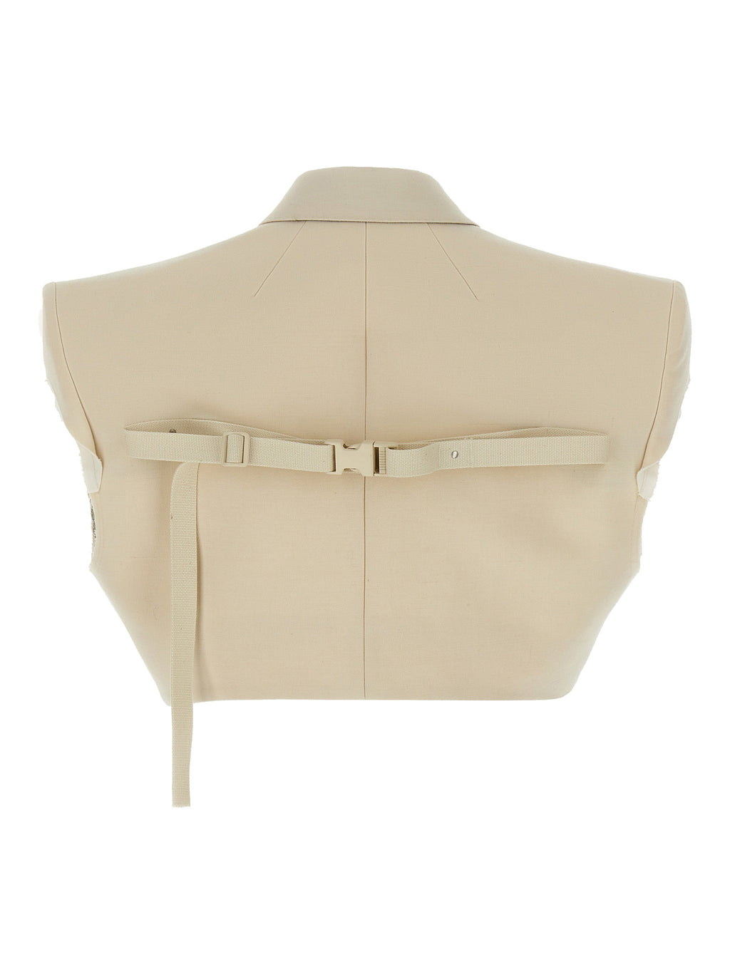 Beige Cotton Sleeveless Jacket