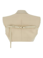 Beige Cotton Sleeveless Jacket