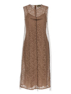 Beige Cotton Midi Dress