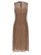 Beige Cotton Midi Dress