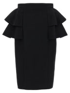 Black Virgin Wool Midi Skirt