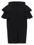 Black Virgin Wool Midi Skirt