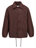 Brown Polyester Full-Length Jacket