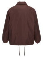 Brown Polyester Full-Length Jacket
