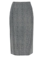 Gray Silk Midi Skirt