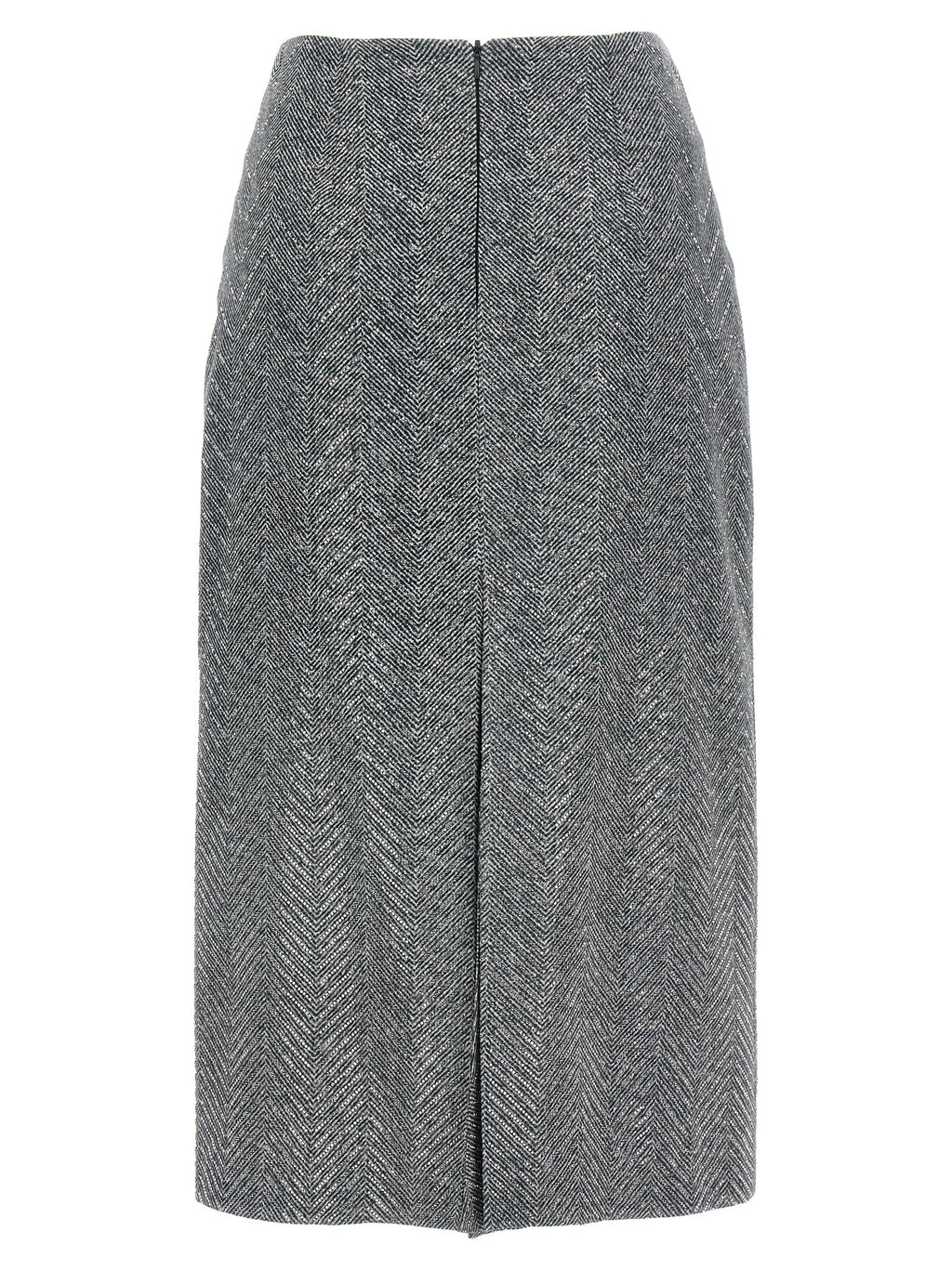 Gray Silk Midi Skirt