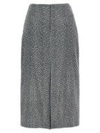 Gray Silk Midi Skirt