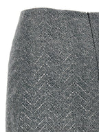 Gray Silk Midi Skirt