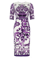 Purple Silk Midi Dress