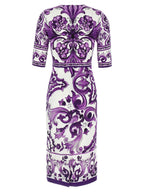 Purple Silk Midi Dress