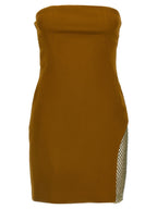 Bicolor Marabou Short Dress