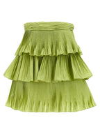 Bicolor Silk Long Skirt