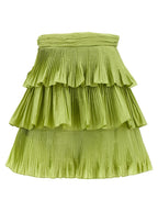 Bicolor Silk Long Skirt