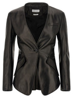 Black Lamb Leather Blazer