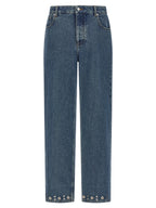 Blue Cotton Straight-Leg Jeans