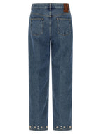 Blue Cotton Straight-Leg Jeans