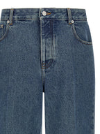 Blue Cotton Straight-Leg Jeans