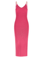 Fuchsia Viscose Midi Dress