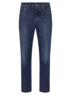 Blue Cotton Straight-Leg Jeans