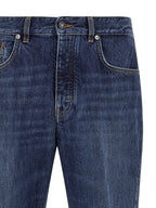Blue Cotton Straight-Leg Jeans