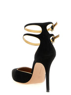 Black Suede Leather High Heel Pumps
