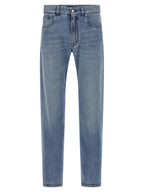 Blue Cotton Straight-Leg Jeans