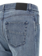 Blue Cotton Straight-Leg Jeans