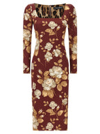 Multicolor Elastane Midi Dress