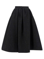 Black Cotton Midi Skirt