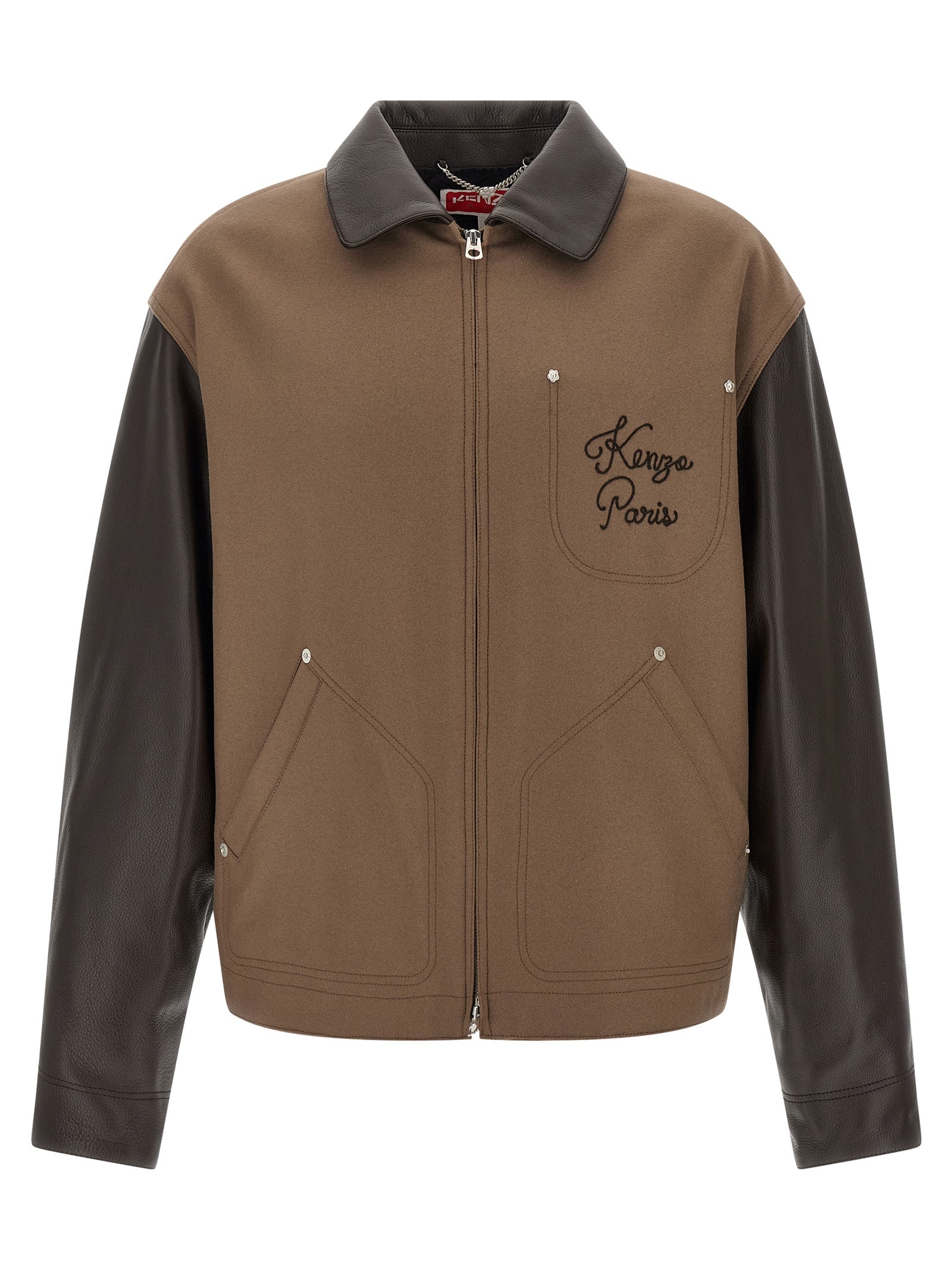 Brown Virgin Wool Leather Jacket