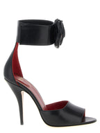 Black Calfskin Stiletto Heel Sandals