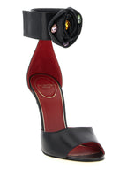 Black Calfskin Stiletto Heel Sandals