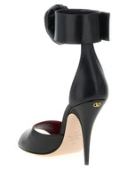 Black Calfskin Stiletto Heel Sandals