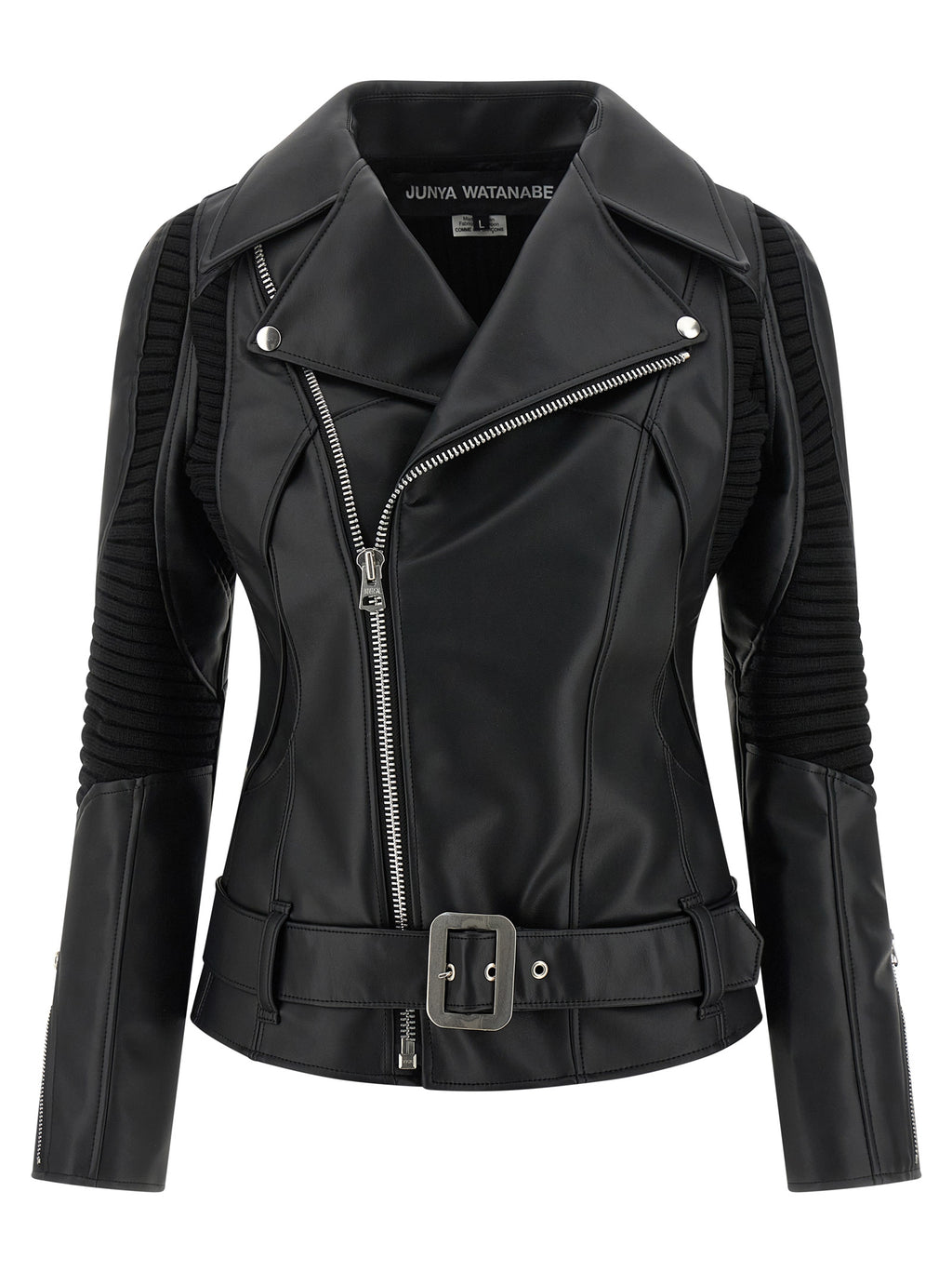 Black Artificial Leather Biker Jacket