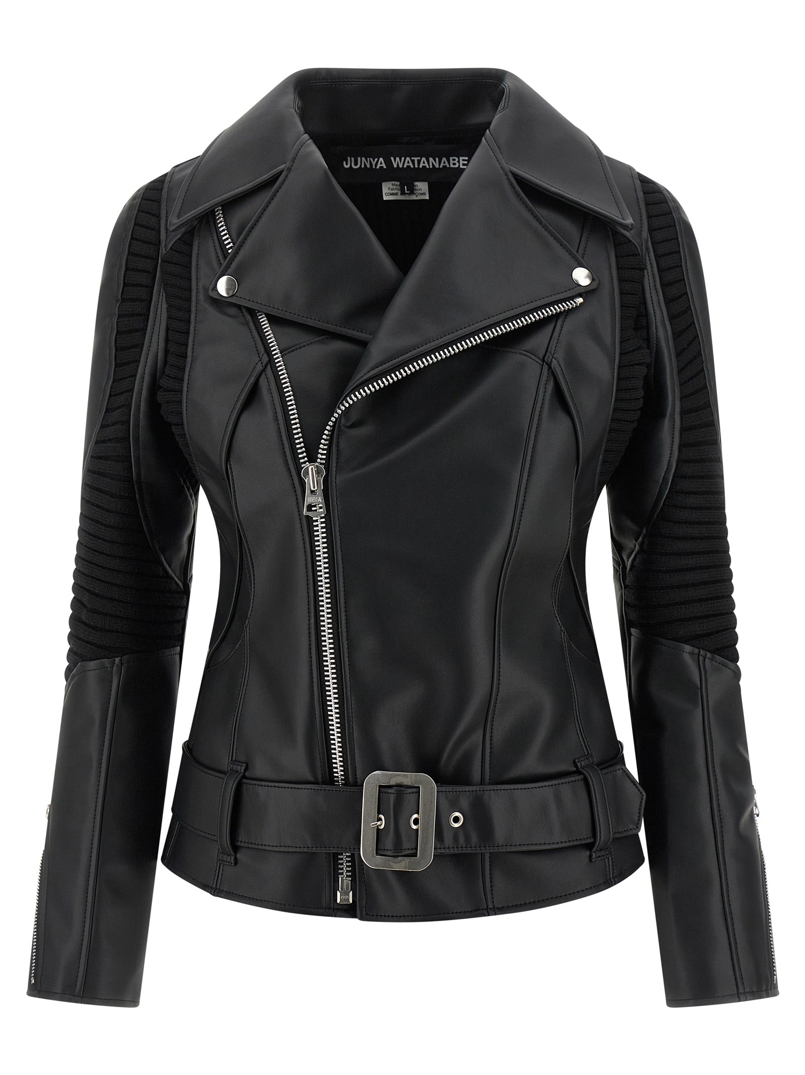 Black Artificial Leather Biker Jacket