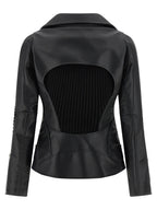 Black Artificial Leather Biker Jacket