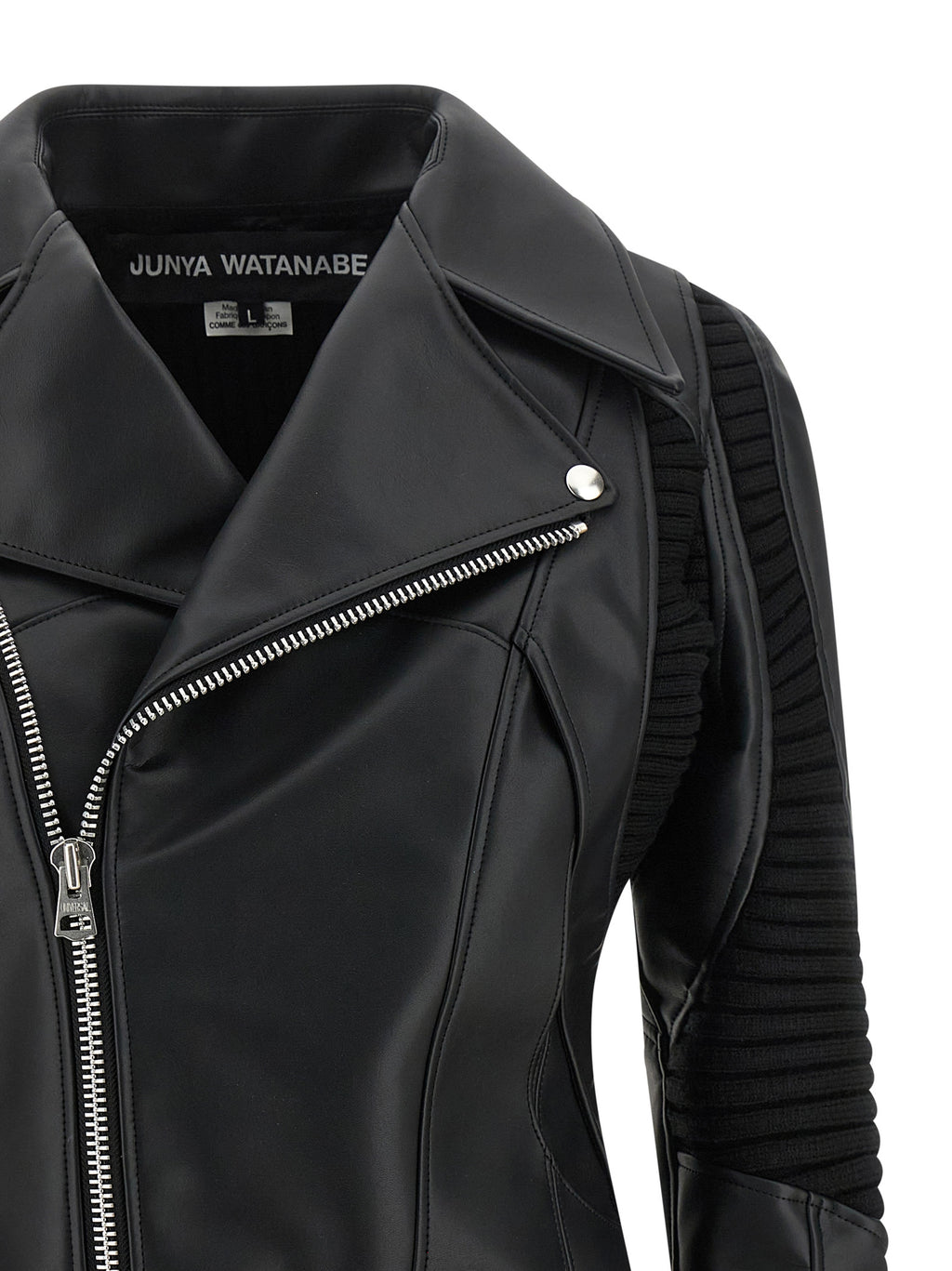 Black Artificial Leather Biker Jacket