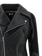 Black Artificial Leather Biker Jacket