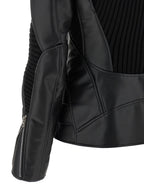 Black Artificial Leather Biker Jacket