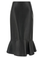 Black Lamb Leather Midi Skirt