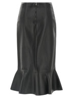 Black Lamb Leather Midi Skirt