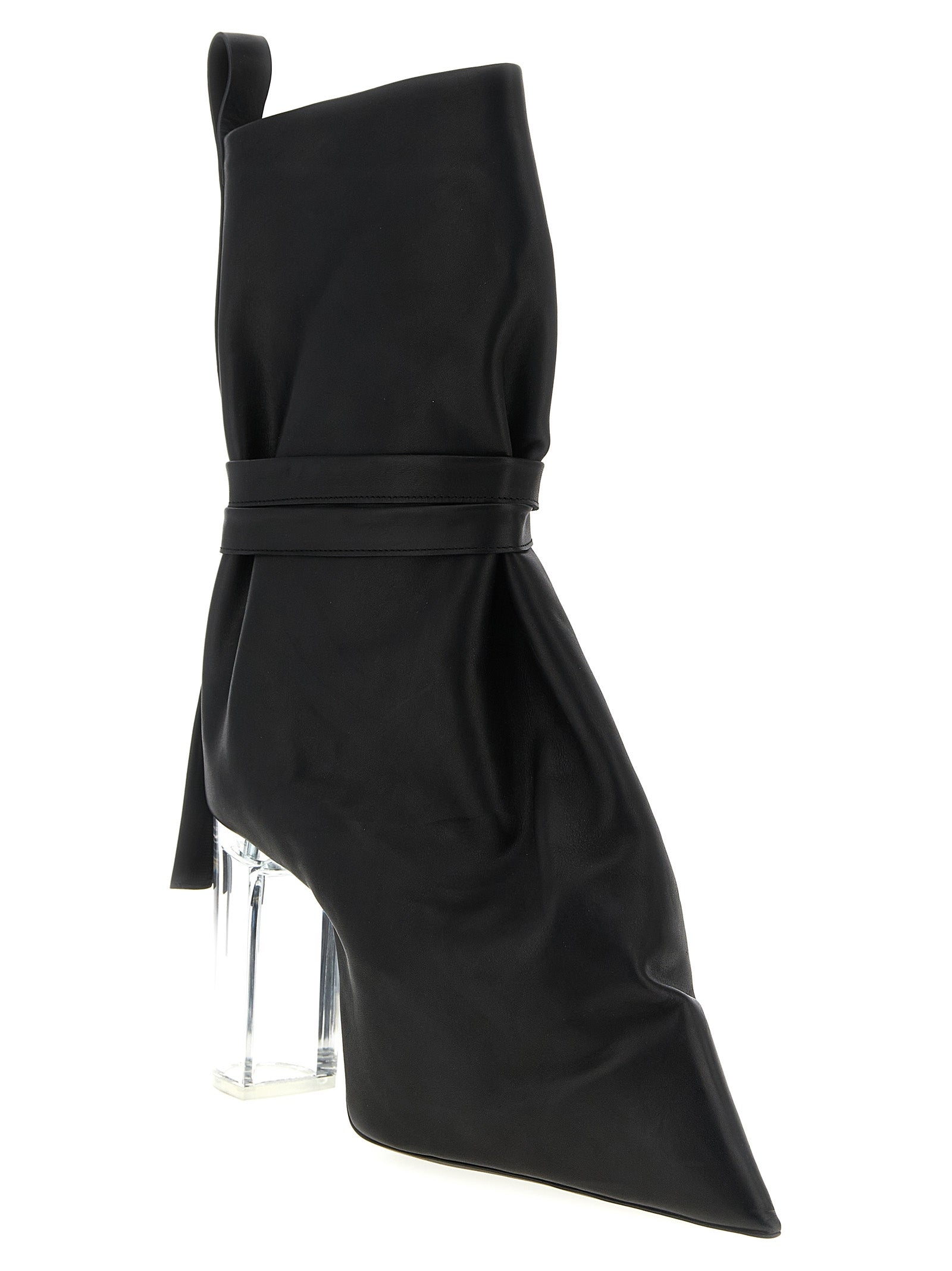 Black Cowhide Ankle Boots
