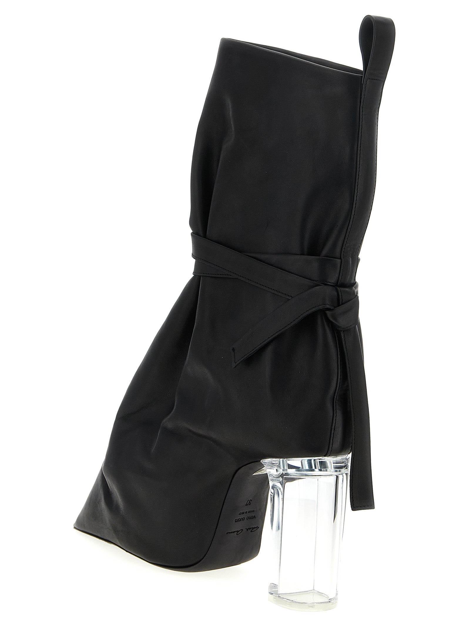 Black Cowhide Ankle Boots