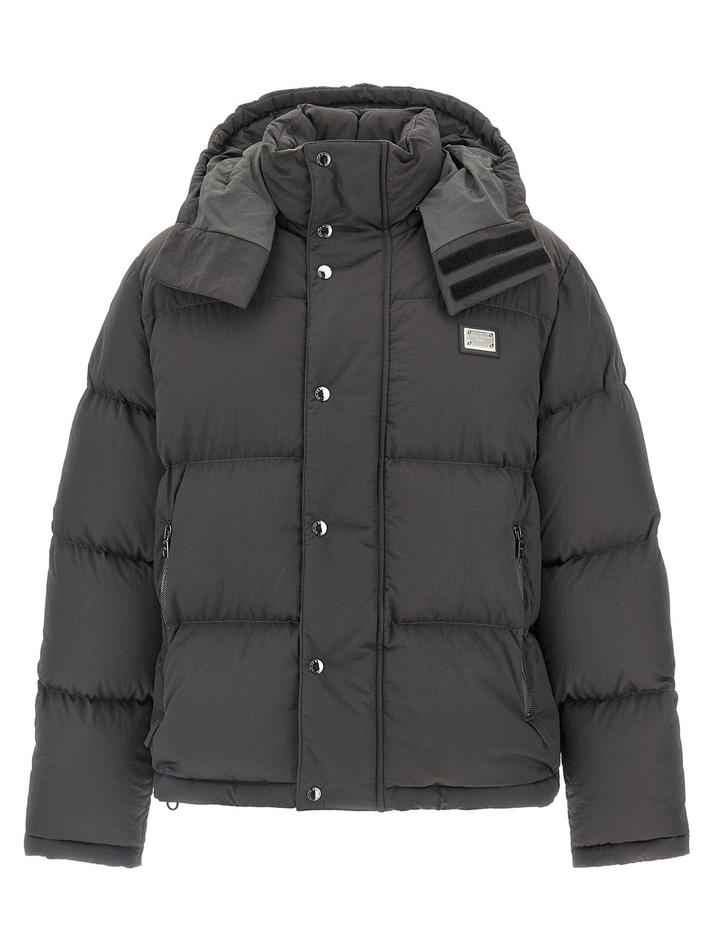 Gray Polyamide Full-Length Jacket