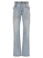 Blue Cotton Straight-Leg Jeans