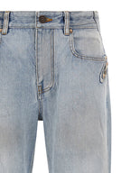 Blue Cotton Straight-Leg Jeans