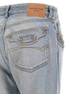 Blue Cotton Straight-Leg Jeans